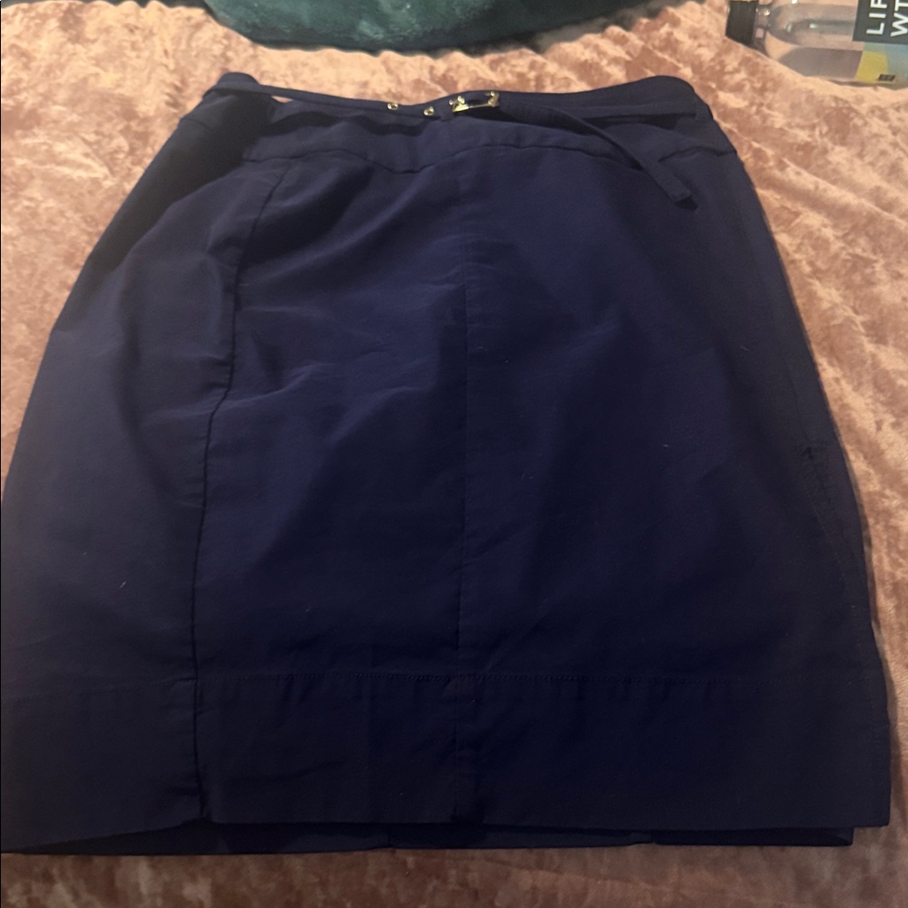Anthropologie Deep Navy Pencil Skirt With Thin Belt